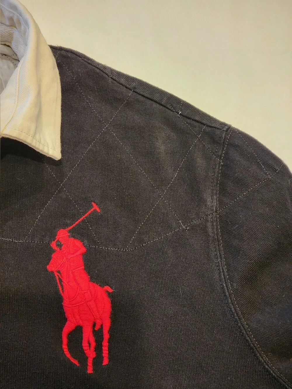 90s Polo Ralph Lauren Shirt Mens Rugby Big Pony Long Sleeve #3 Size L